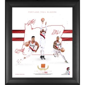 Portland Trail Blazers Framed Collage with piece of Game Used Basketball