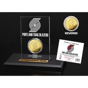Highland Mint Portland Trail Blazers Gold Coin Acrylic Desk Top Display